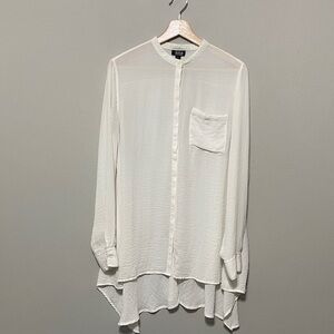 a.n.a Cream Button-Front Mandarin Collar Tunic
